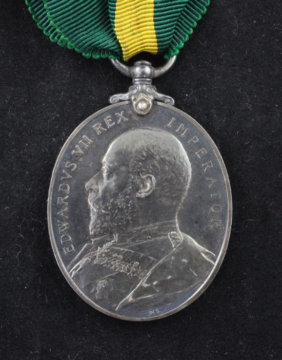 An Edward VII Territorial Force Efficiency medal